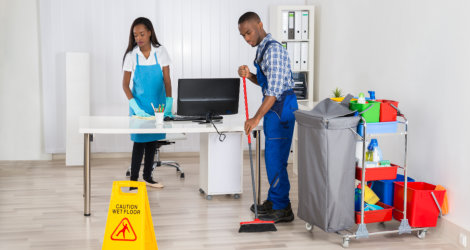 People cleaning the office