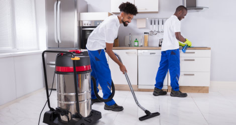 People cleaning the floor